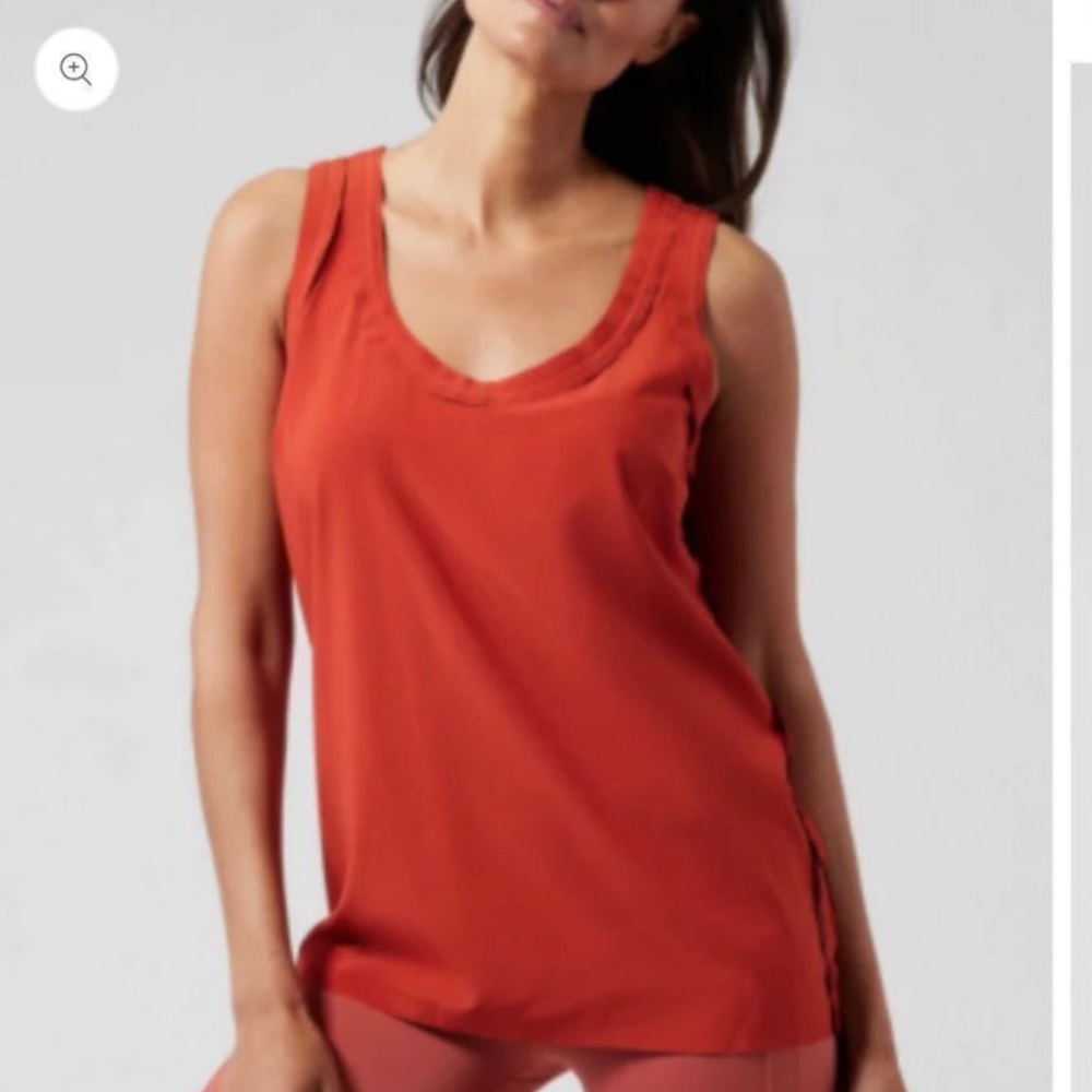 Athleta Rust Orange Sleeveless V-Neck Tank Top
